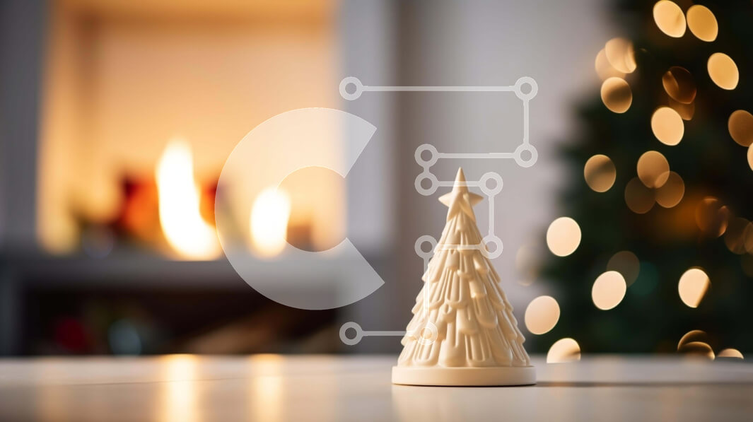 Intra Συλλεκτικό Ξύλινο Παζλ Plywood  4mm - Χριστουγεννιάτικο δέντρο μπροστά από το τζάκι Σε Ξύλινο Κουτί - Διαστάσεις: 10x10 cm – 25 κομμάτια