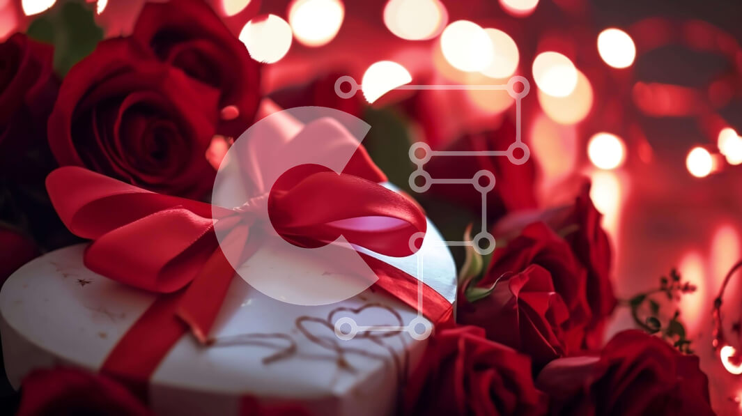 Intra Συλλεκτικό Ξύλινο Παζλ Plywood  4mm - Κουτί σε σχήμα καρδιάς με κόκκινα τριαντάφυλλα και πολύχρωμα φώτα Σε Ξύλινο Κουτί - Διαστάσεις: 10x10 cm – 25 κομμάτια