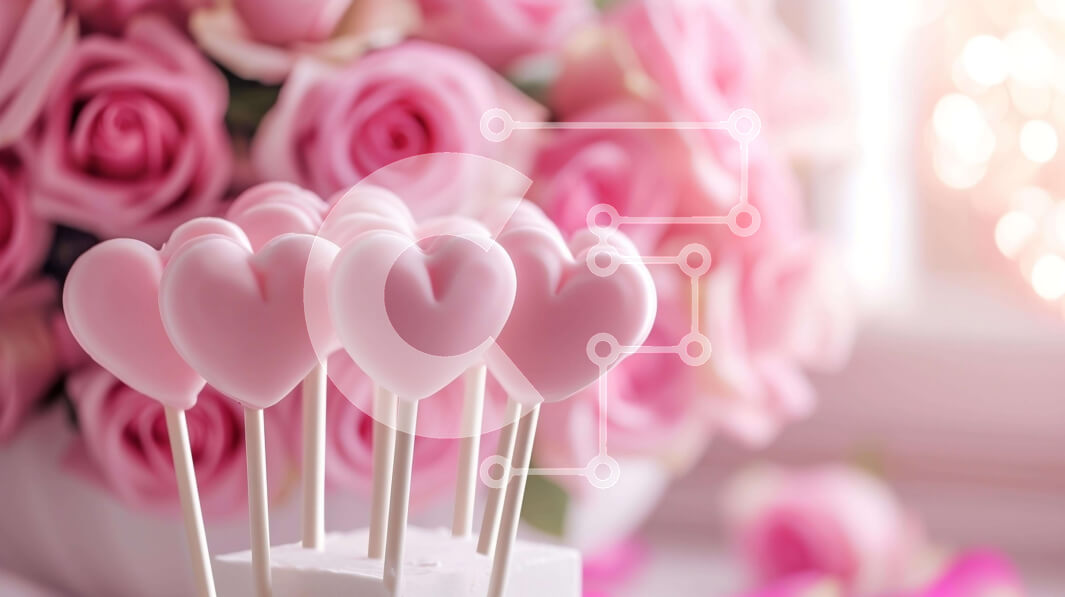 Intra Συλλεκτικό Ξύλινο Παζλ Plywood  4mm - Γλυκά κεράσματα για την ημέρα του Αγίου Βαλεντίνου με γλειφιτζούρια σε σχήμα καρδιάς και ροζ τριαντάφυλλα Σε Ξύλινο Κουτί - Διαστάσεις: 10x10 cm – 25 κομμάτια