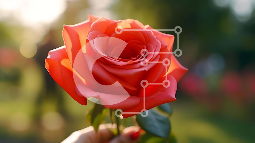 Intra Συλλεκτικό Ξύλινο Παζλ Plywood  4mm - Άτομο που κρατά ένα πορτοκαλί τριαντάφυλλο Σε Ξύλινο Κουτί - Διαστάσεις: 10x10 cm – 25 κομμάτια