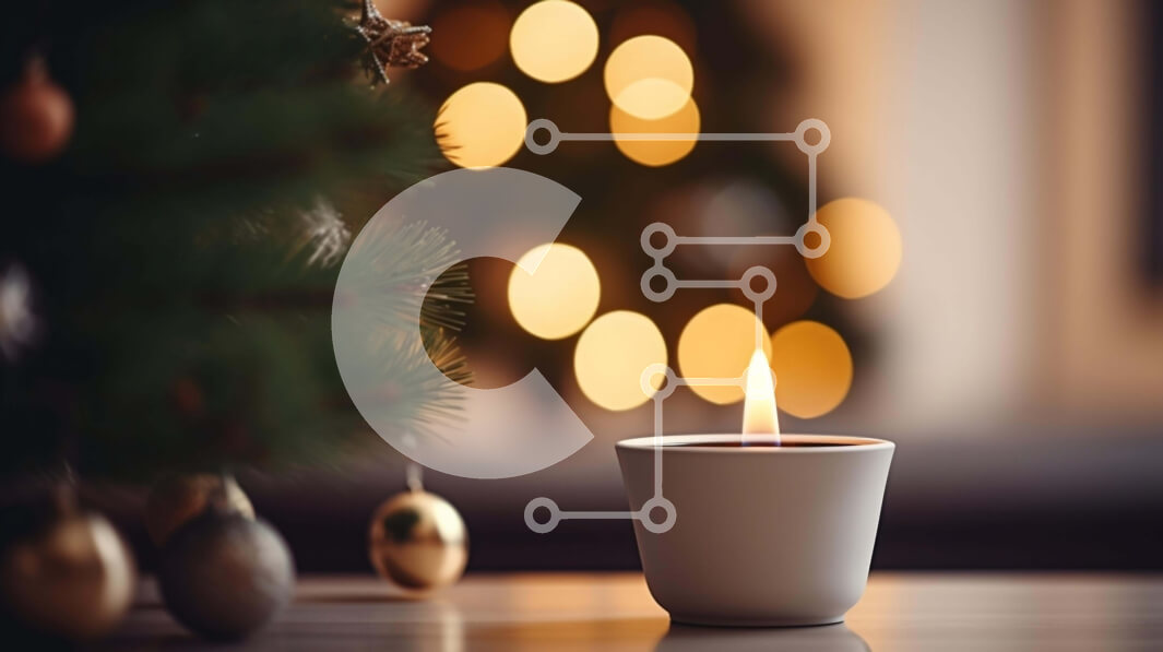 Intra Συλλεκτικό Ξύλινο Παζλ Plywood  4mm - Χριστουγεννιάτικο κερί και διακοσμημένο δέντρο Σε Ξύλινο Κουτί - Διαστάσεις: 10x10 cm – 25 κομμάτια