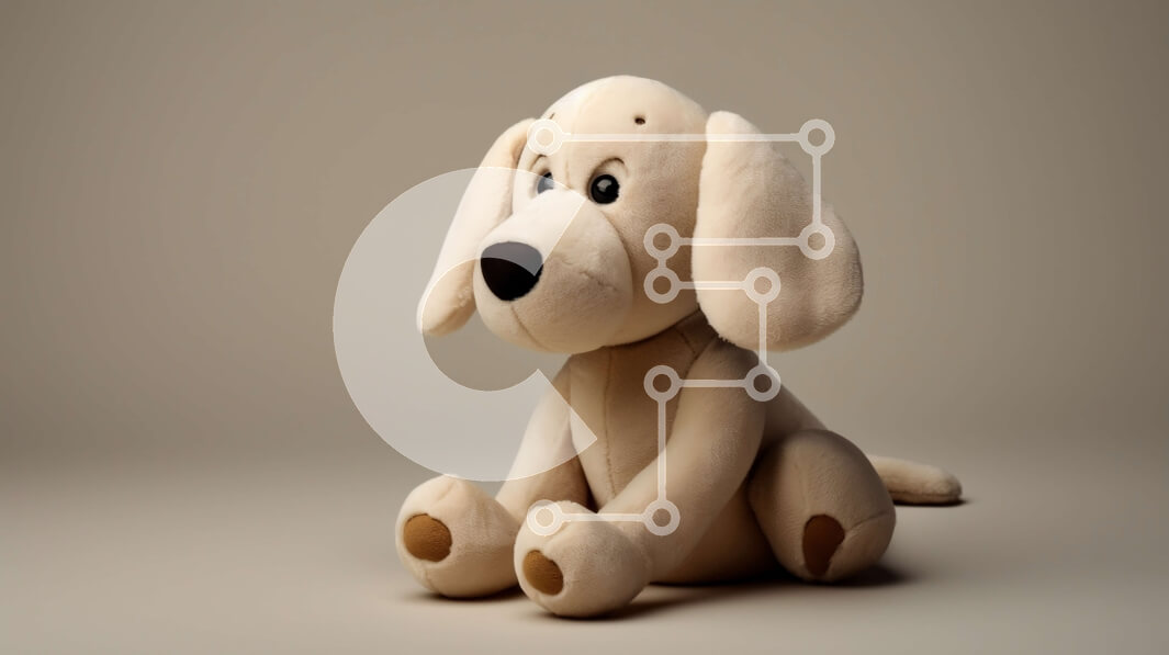 Intra Συλλεκτικό Ξύλινο Παζλ Plywood  4mm - Παραγεμισμένος σκύλος που κάθεται σε υπόλευκο φόντο Σε Ξύλινο Κουτί - Διαστάσεις: 10x10 cm – 25 κομμάτια