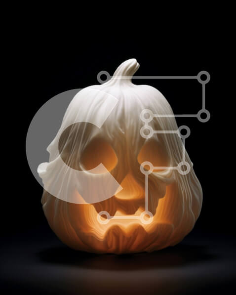 Intra Συλλεκτικό Ξύλινο Παζλ Plywood  4mm - Λευκό γλυπτό κολοκύθας φωτισμένο στο σκοτάδι Σε Ξύλινο Κουτί - Διαστάσεις Puzzle: 10x10 cm – 25 κομμάτια