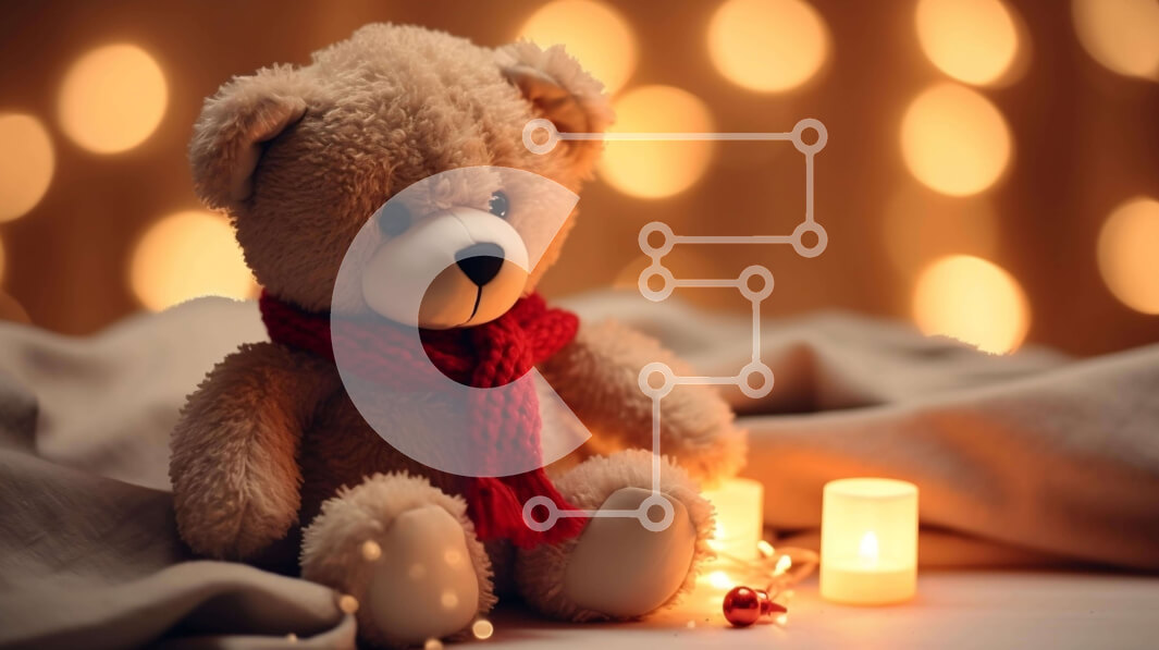 Intra Συλλεκτικό Ξύλινο Παζλ Plywood  4mm - Καφέ αρκουδάκι με κεριά στο τραπέζι Σε Ξύλινο Κουτί - Διαστάσεις Puzzle: 10x10 cm – 25 κομμάτια