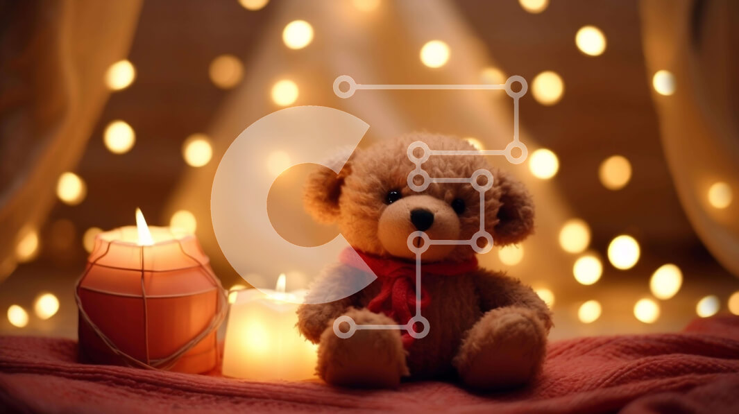 Intra Συλλεκτικό Ξύλινο Παζλ Plywood  4mm - Αρκουδάκι με αναμμένο κερί και γιορτινό κασκόλ Σε Ξύλινο Κουτί - Διαστάσεις Puzzle: 10x10 cm – 25 κομμάτια