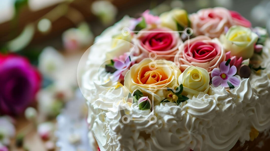 Σετ των 2 Intra Συλλεκτικό Ξύλινο Παζλ Plywood  4mm - Κέικ σε σχήμα καρδιάς με πολύχρωμα τριαντάφυλλα Σε Ξύλινο Κουτί - Διαστάσεις: 10x10 cm – 25 κομμάτια