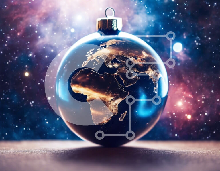 Intra Συλλεκτικό Ξύλινο Παζλ Plywood  4mm - Εμπνευσμένη χριστουγεννιάτικη σφαίρα στολίδι με παγκόσμιο χάρτη Σε Ξύλινο Κουτί - Διαστάσεις Puzzle: 10x10 cm – 25 κομμάτια