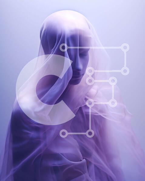 Intra Συλλεκτικό Ξύλινο Παζλ Plywood  4mm - Ημιδιαφανές μωβ υφασμάτινη φιγούρα σε καλλιτεχνικό σκηνικό Σε Ξύλινο Κουτί - Διαστάσεις Puzzle: 10x10 cm – 25 κομμάτια