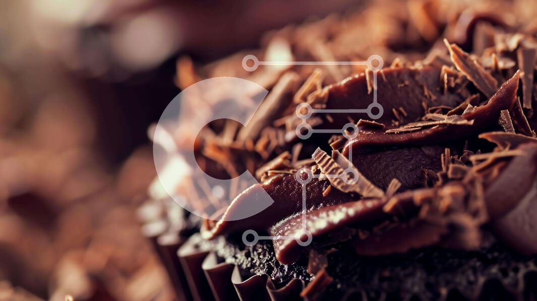 Σετ των 2 Intra Συλλεκτικό Ξύλινο Παζλ Plywood  4mm - Κοντινό πλάνο από νόστιμα cupcakes σοκολάτας με σοκολατένιο πάγωμα και τρίμματα Σε Ξύλινο Κουτί - Διαστάσεις: 10x10 cm – 25 κομμάτια