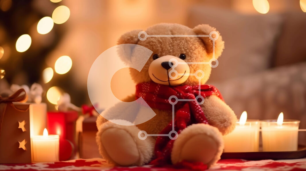 Intra Συλλεκτικό Ξύλινο Παζλ Plywood  4mm - Αρκουδάκι με κεριά και γιορτινά στολίδια Σε Ξύλινο Κουτί - Διαστάσεις: 10x10 cm – 25 κομμάτια