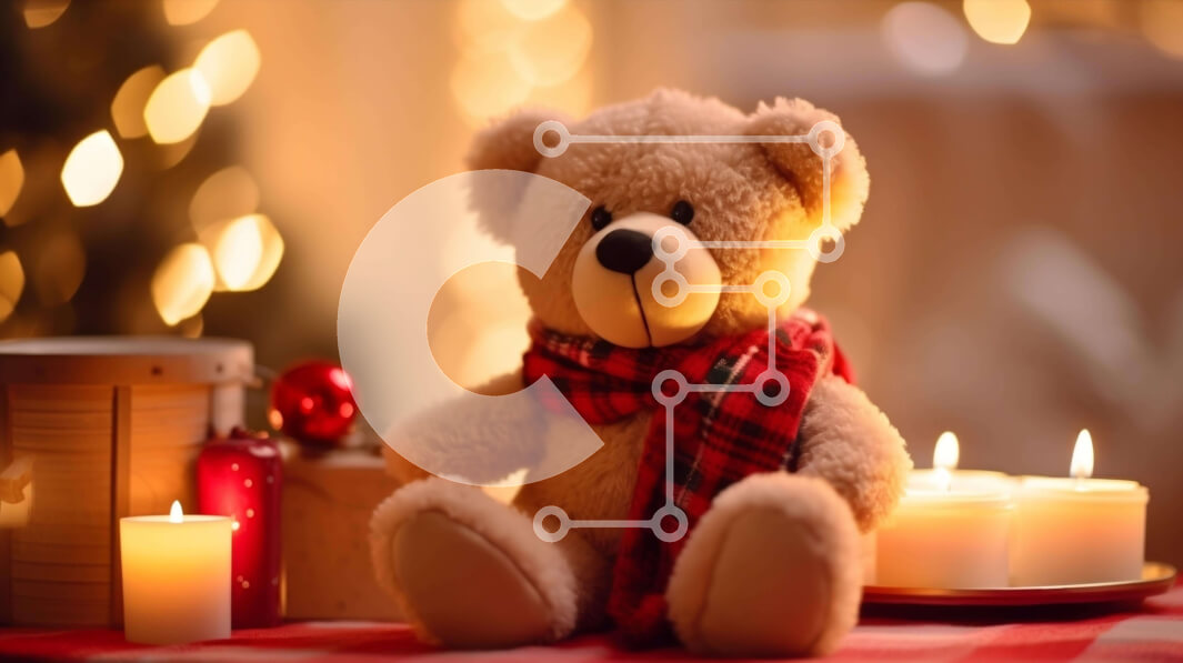 Intra Συλλεκτικό Ξύλινο Παζλ Plywood  4mm - Αρκουδάκι διακοπών με κεριά και διακοσμητικά Σε Ξύλινο Κουτί - Διαστάσεις: 10x10 cm – 25 κομμάτια