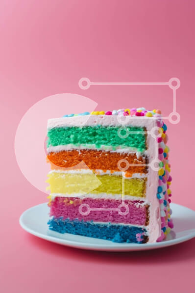 Σετ των 2 Intra Συλλεκτικό Ξύλινο Παζλ Plywood  4mm - Πολύχρωμο κέικ πολλαπλών στρώσεων σε ροζ πιάτο Σε Ξύλινο Κουτί - Διαστάσεις: 10x10 cm – 25 κομμάτια