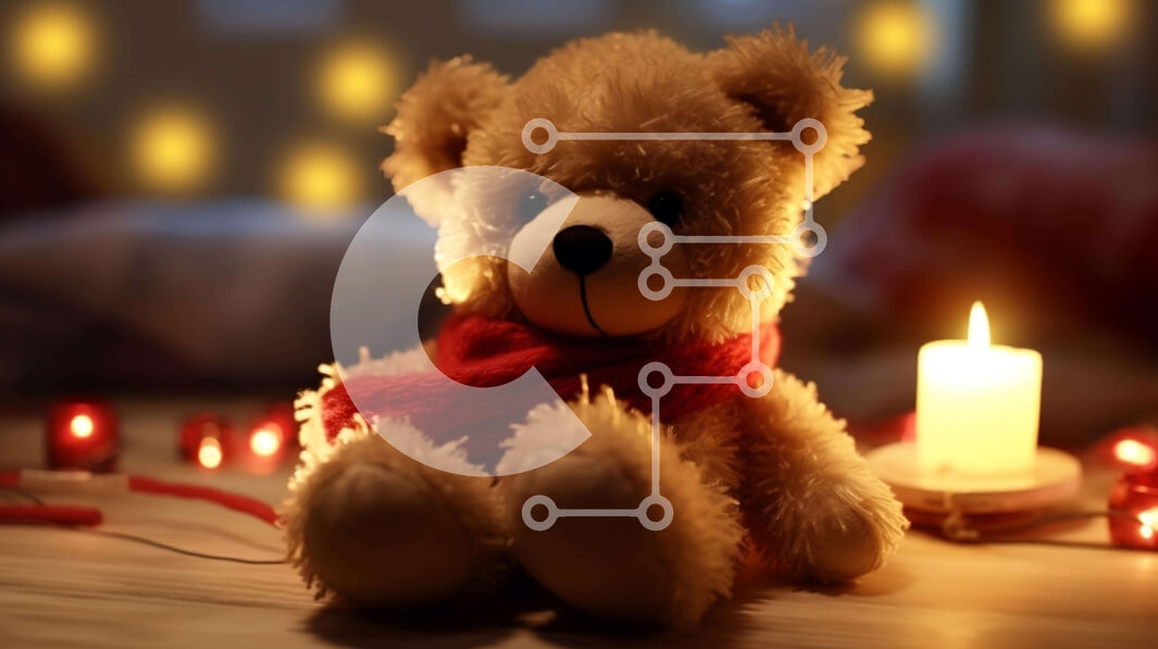 Intra Συλλεκτικό Ξύλινο Παζλ Plywood  4mm - Αρκουδάκι με Χριστουγεννιάτικα στολίδια Σε Ξύλινο Κουτί - Διαστάσεις: 10x10 cm – 25 κομμάτια