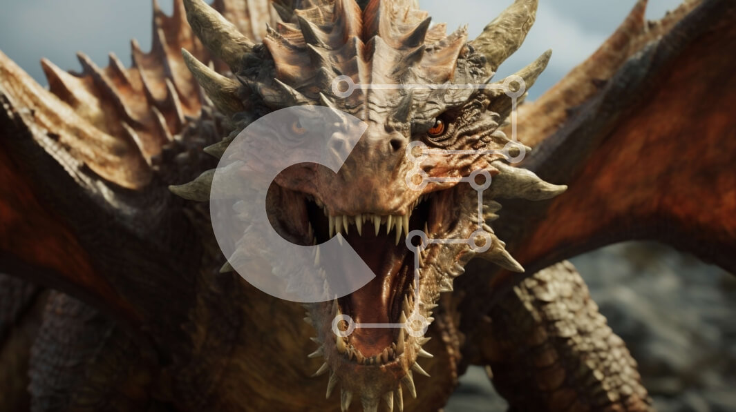 Intra Συλλεκτικό Ξύλινο Παζλ Plywood  4mm - Απειλητικός Δράκος με αιχμηρά δόντια και λαμπερά κόκκινα μάτια Σε Ξύλινο Κουτί - Διαστάσεις Puzzle: 10x10 cm – 25 κομμάτια