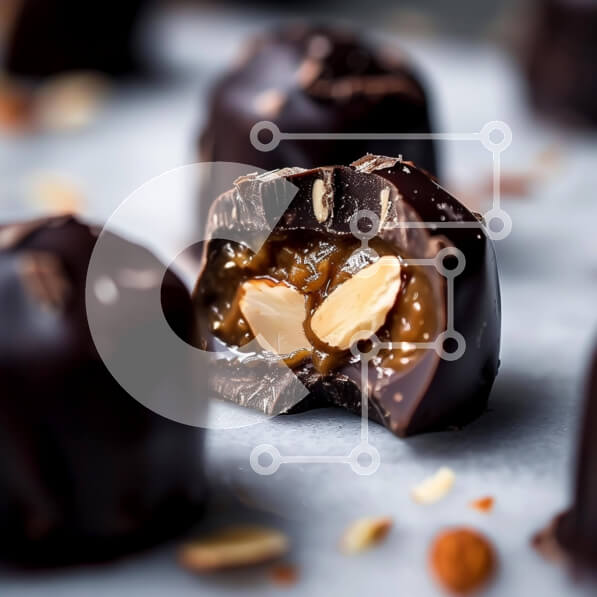 Σετ των 2 Intra Συλλεκτικό Ξύλινο Παζλ Plywood  4mm - Ομάδα από τρούφες σοκολάτας και κομμάτια μαύρης σοκολάτας σε χαρτί περγαμηνής Σε Ξύλινο Κουτί - Διαστάσεις: 10x10 cm – 25 κομμάτια