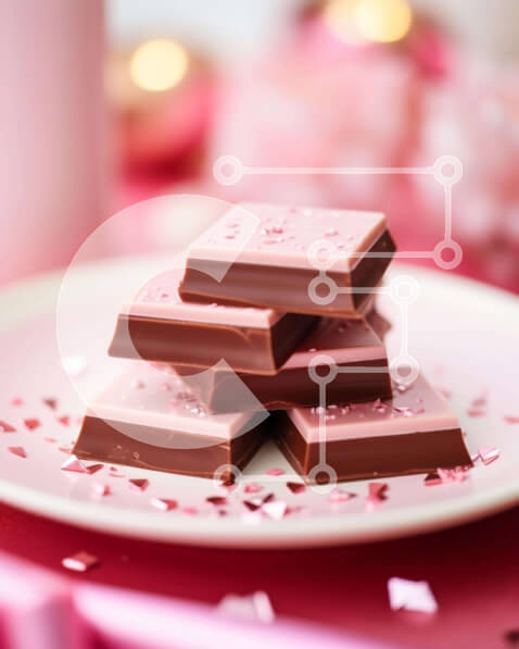 Σετ των 2 Intra Συλλεκτικό Ξύλινο Παζλ Plywood  4mm - Πιάτο σοκολάτας με ροζ κομφετί Σε Ξύλινο Κουτί - Διαστάσεις: 10x10 cm – 25 κομμάτια