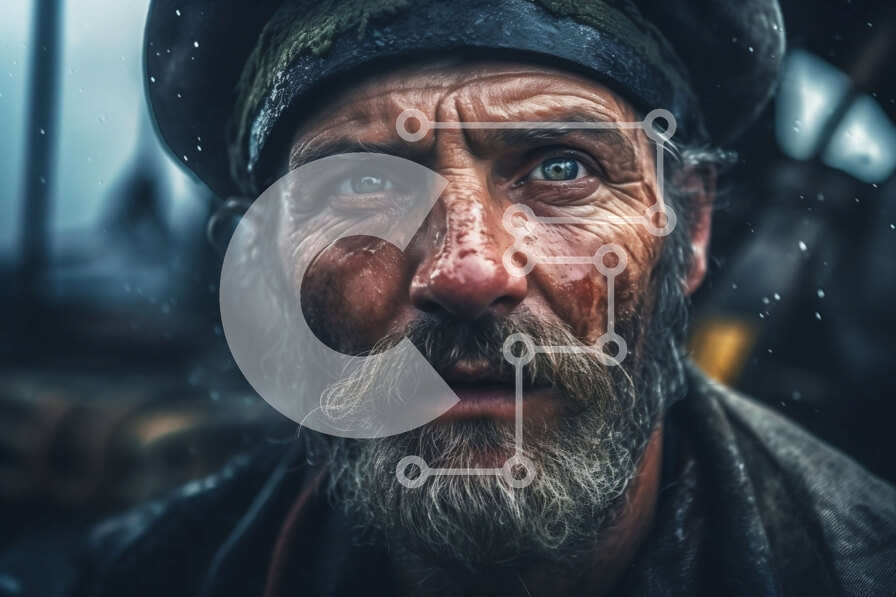 Intra Συλλεκτικό Ξύλινο Παζλ Plywood  4mm - Σοβαρό πορτρέτο ενός ηλικιωμένου άνδρα με μακριά γενειάδα και καπέλο του ναυτικού Σε Ξύλινο Κουτί - Διαστάσεις Puzzle: 10x10 cm – 25 κομμάτια