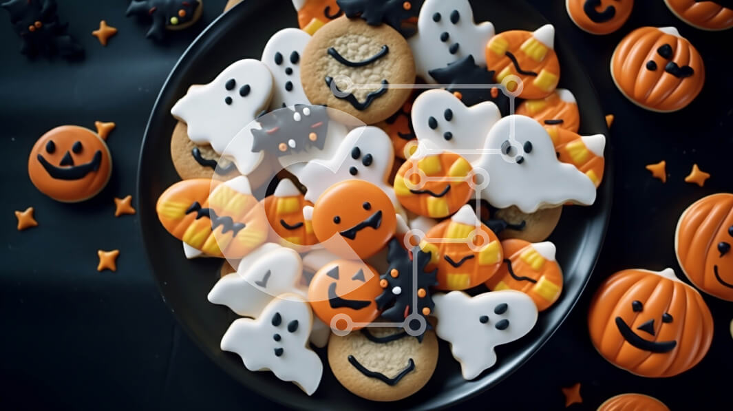 Σετ των 2 Intra Συλλεκτικό Ξύλινο Παζλ Plywood  4mm - Ποικιλία αποκριάτικων μπισκότων σε πιάτα Σε Ξύλινο Κουτί - Διαστάσεις: 10x10 cm – 25 κομμάτια