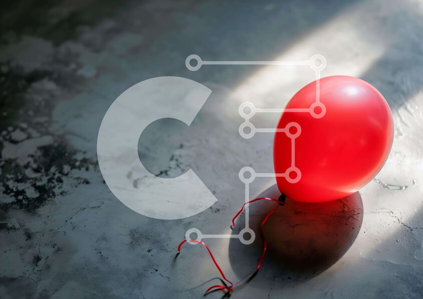 Intra Συλλεκτικό Ξύλινο Παζλ Plywood  4mm - Μη φουσκωμένο κόκκινο μπαλόνι σε τσιμεντένιο πάτωμα Σε Ξύλινο Κουτί - Διαστάσεις: 10x10 cm – 25 κομμάτια