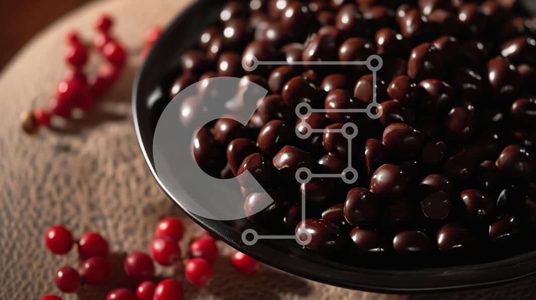 Σετ των 2 Intra Συλλεκτικό Ξύλινο Παζλ Plywood  4mm - Μαύρη σοκολάτα και κόκκινα μούρα σε ένα μαύρο μπολ Σε Ξύλινο Κουτί - Διαστάσεις: 10x10 cm – 25 κομμάτια