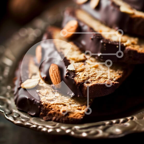 Σετ των 2 Intra Συλλεκτικό Ξύλινο Παζλ Plywood  4mm - Κομψά γλυκά με επικάλυψη σοκολάτας σε ασημένιο πιάτο με αμύγδαλα Σε Ξύλινο Κουτί - Διαστάσεις: 10x10 cm – 25 κομμάτια