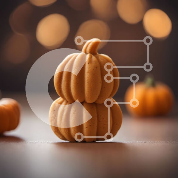 Intra Συλλεκτικό Ξύλινο Παζλ Plywood  4mm - Στοιβαγμένες κολοκύθες και μπισκότα κολοκύθας σε ένα ξύλινο τραπέζι Σε Ξύλινο Κουτί - Διαστάσεις Puzzle: 10x10 cm – 25 κομμάτια