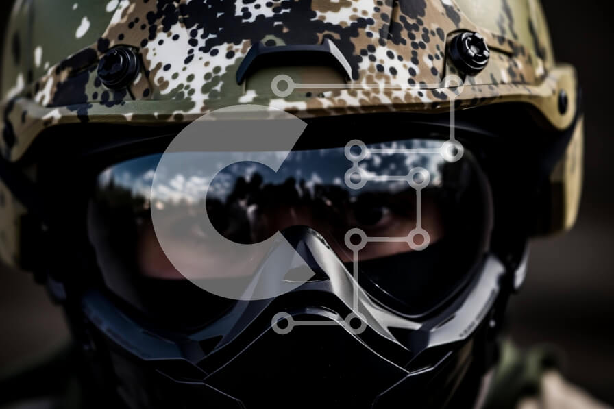 Intra Συλλεκτικό Ξύλινο Παζλ Plywood  4mm - Άνδρας με καμουφλάζ χακί με κράνος στρατού και γυαλιά Σε Ξύλινο Κουτί - Διαστάσεις Puzzle: 10x10 cm – 25 κομμάτια