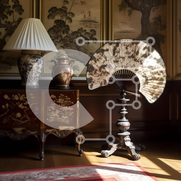 Intra Συλλεκτικό Ξύλινο Παζλ Plywood  4mm - Περίτεχνο σαλόνι με μεγάλο ανεμιστήρα και ανατολίτικη ταπετσαρία Σε Ξύλινο Κουτί - Διαστάσεις Puzzle: 10x10 cm – 25 κομμάτια