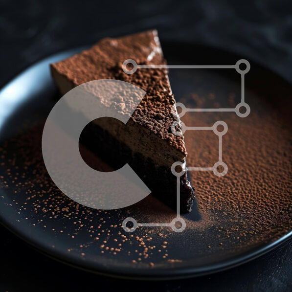 Σετ των 2 Intra Συλλεκτικό Ξύλινο Παζλ Plywood  4mm - Λαχταριστό κέικ σοκολάτας σε μαύρο πιάτο με ζάχαρη άχνη Σε Ξύλινο Κουτί - Διαστάσεις: 10x10 cm – 25 κομμάτια