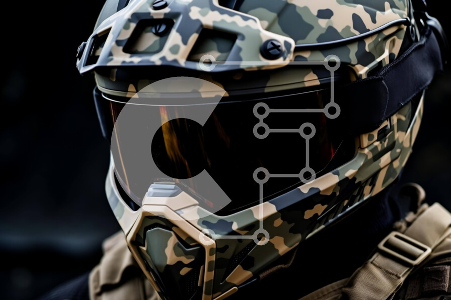 Intra Συλλεκτικό Ξύλινο Παζλ Plywood  4mm - Καμουφλαρισμένο κράνος και γυαλιά για στρατιωτικούς ή επιβολής του νόμου Σε Ξύλινο Κουτί - Διαστάσεις Puzzle: 10x10 cm – 25 κομμάτια