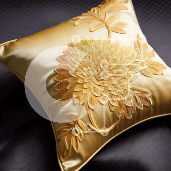 Σετ των 2 Intra Συλλεκτικό Ξύλινο Παζλ Plywood  4mm - Χρυσό μαξιλάρι με φλοράλ κέντημα σε μαύρο φόντο Σε Ξύλινο Κουτί - Διαστάσεις: 10x10 cm – 25 κομμάτια