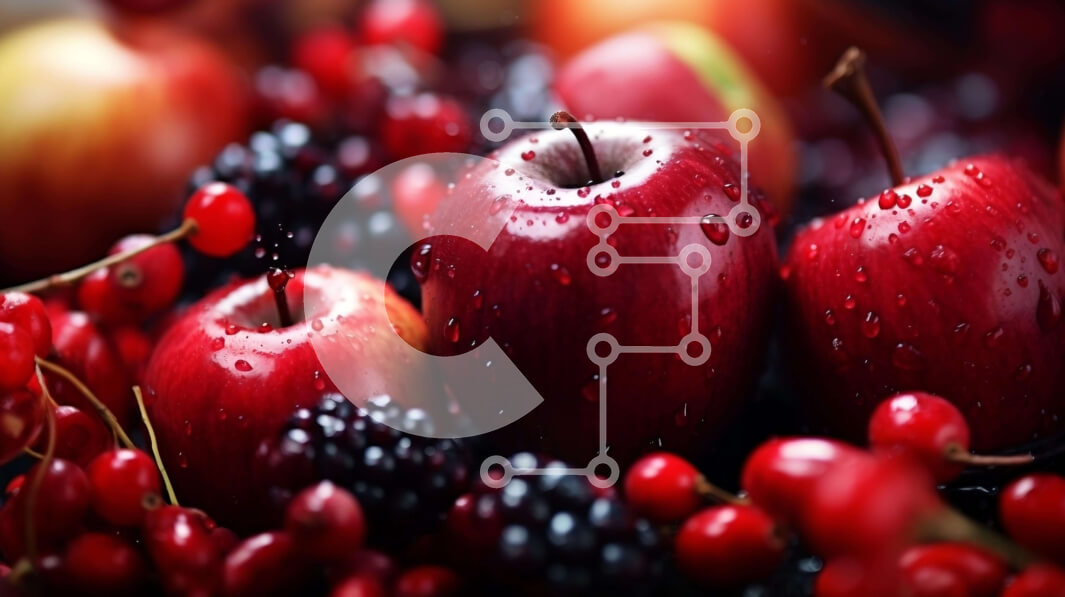 Σετ των 2 Intra Συλλεκτικό Ξύλινο Παζλ Plywood  4mm - Σωρός από φρέσκα κόκκινα μήλα, βατόμουρα και σμέουρα Σε Ξύλινο Κουτί - Διαστάσεις: 10x10 cm – 25 κομμάτια