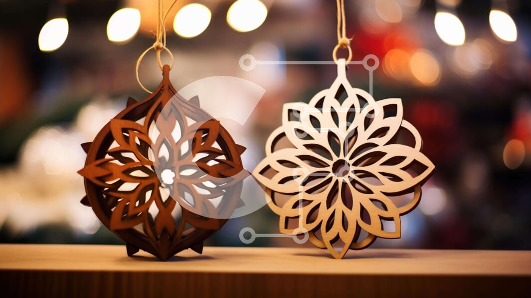 Intra Συλλεκτικό Ξύλινο Παζλ Plywood  4mm - Ξύλινα στολίδια νιφάδας χιονιού στο ράφι Σε Ξύλινο Κουτί - Διαστάσεις: 10x10 cm – 25 κομμάτια