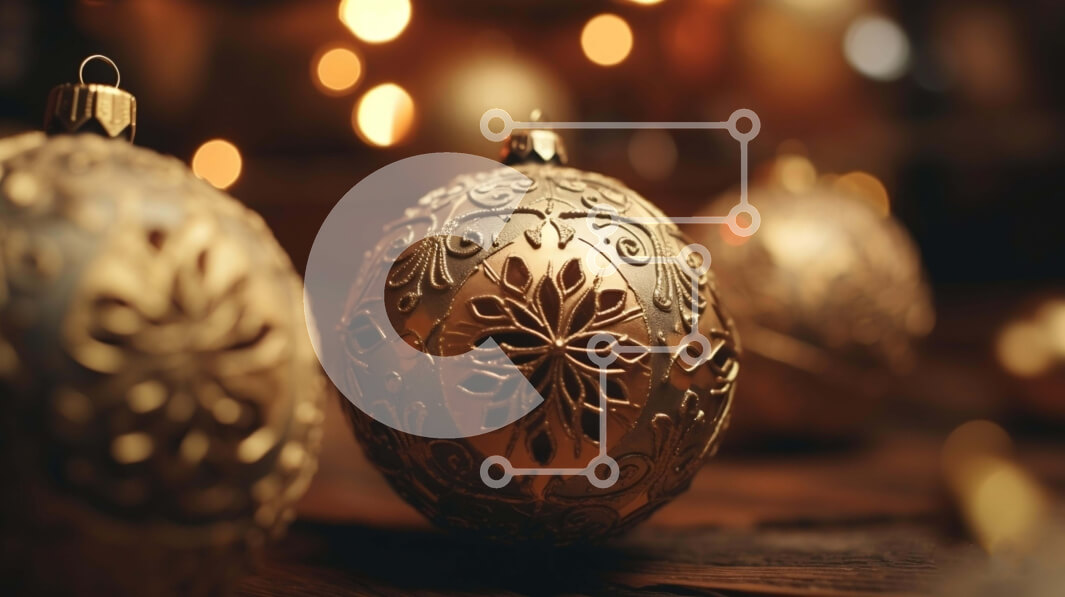 Intra Συλλεκτικό Ξύλινο Παζλ Plywood  4mm - Χρυσά γιορτινά στολίδια σε ξύλινο τραπέζι Σε Ξύλινο Κουτί - Διαστάσεις: 10x10 cm – 25 κομμάτια