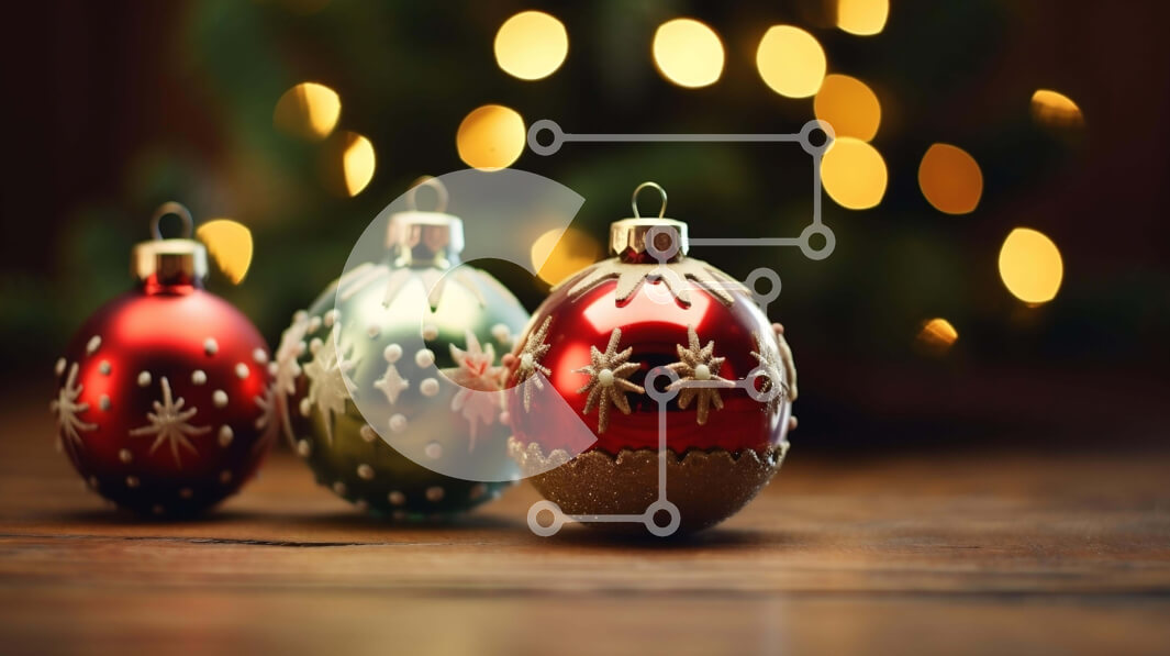 Intra Συλλεκτικό Ξύλινο Παζλ Plywood  4mm - Χριστουγεννιάτικα στολίδια σε ξύλινο τραπέζι με φωτισμένο χριστουγεννιάτικο δέντρο Σε Ξύλινο Κουτί - Διαστάσεις: 10x10 cm – 25 κομμάτια