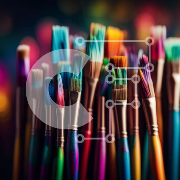 Intra Συλλεκτικό Ξύλινο Παζλ Plywood  4mm - Ζωντανά πινέλα σε τραπέζι Σε Ξύλινο Κουτί - Διαστάσεις Puzzle: 10x10 cm – 25 κομμάτια