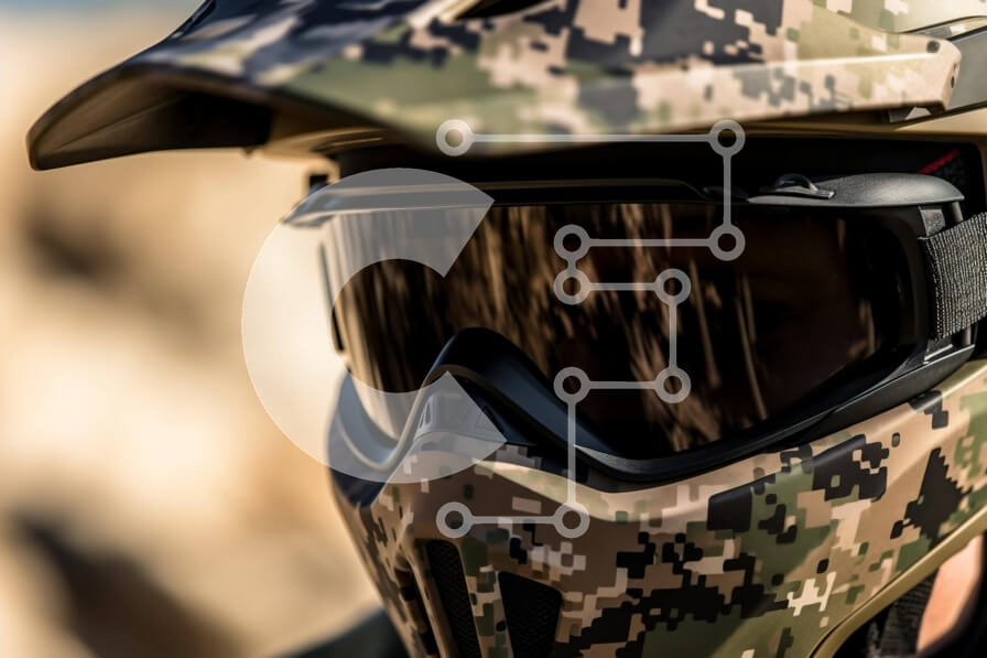 Intra Συλλεκτικό Ξύλινο Παζλ Plywood  4mm - Κράνος Motocross με σχέδιο παραλλαγής Σε Ξύλινο Κουτί - Διαστάσεις Puzzle: 10x10 cm – 25 κομμάτια