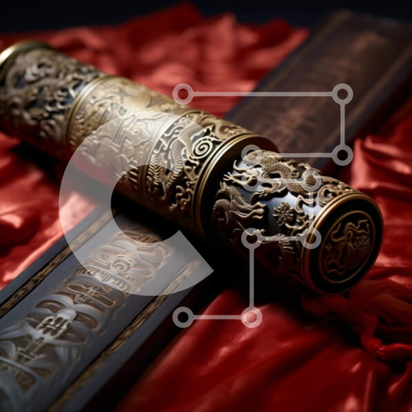 Intra Συλλεκτικό Ξύλινο Παζλ Plywood  4mm - Περίτεχνα σκαλισμένος ξύλινος κύλινδρος σε κόκκινο ύφασμα Σε Ξύλινο Κουτί - Διαστάσεις Puzzle: 10x10 cm – 25 κομμάτια