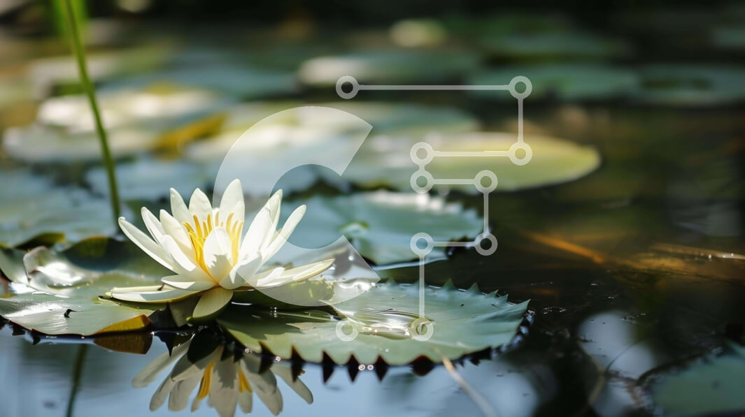 Intra Συλλεκτικό Ξύλινο Παζλ Plywood  4mm - Λευκό νούφαρο σε ένα φυσικό υδάτινο οικοσύστημα Σε Ξύλινο Κουτί - Διαστάσεις: 10x10 cm – 25 κομμάτια