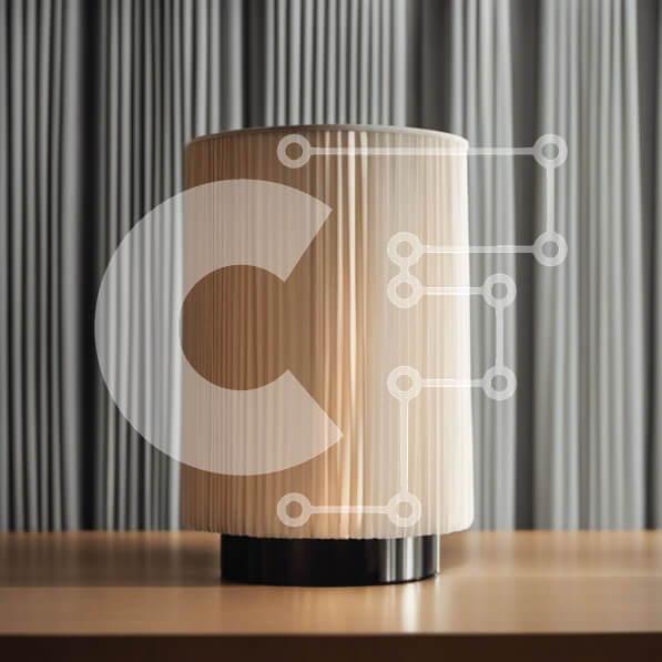 Intra Συλλεκτικό Ξύλινο Παζλ Plywood  4mm - Επιτραπέζιο φωτιστικό σε ημιτελές ξύλινο τραπέζι με φόντο γκρι κουρτίνα Σε Ξύλινο Κουτί - Διαστάσεις Puzzle: 10x10 cm – 25 κομμάτια