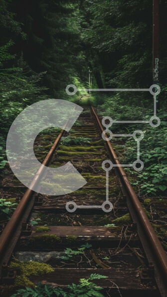 Intra Συλλεκτικό Ξύλινο Παζλ Plywood  4mm - Διαδρομή τρένου μέσα από ποώδη δάση με ηλεκτροφόρα καλώδια Σε Ξύλινο Κουτί - Διαστάσεις Puzzle: 10x10 cm – 25 κομμάτια