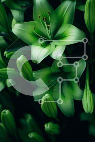 Σετ των 2 Intra Συλλεκτικό Ξύλινο Παζλ Plywood  4mm - Κοντινό πλάνο ανθισμένα λουλούδια πράσινου κρίνου Σε Ξύλινο Κουτί - Διαστάσεις: 10x10 cm – 25 κομμάτια