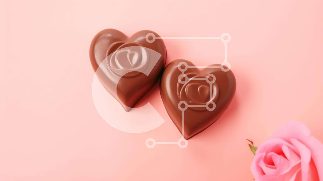 Intra Συλλεκτικό Ξύλινο Παζλ Plywood  4mm - Καραμέλες σε σχήμα καρδιάς σοκολάτας σε ροζ φόντο Σε Ξύλινο Κουτί - Διαστάσεις Puzzle: 10x10 cm – 25 κομμάτια