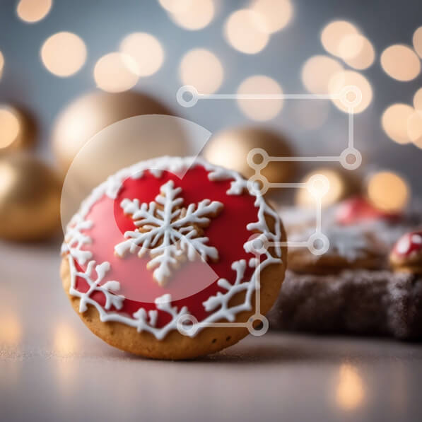 Intra Συλλεκτικό Ξύλινο Παζλ Plywood  4mm - Γιορτινό Χριστουγεννιάτικο μπισκότο με νιφάδες χιονιού και στολίδια Σε Ξύλινο Κουτί - Διαστάσεις: 10x10 cm – 25 κομμάτια