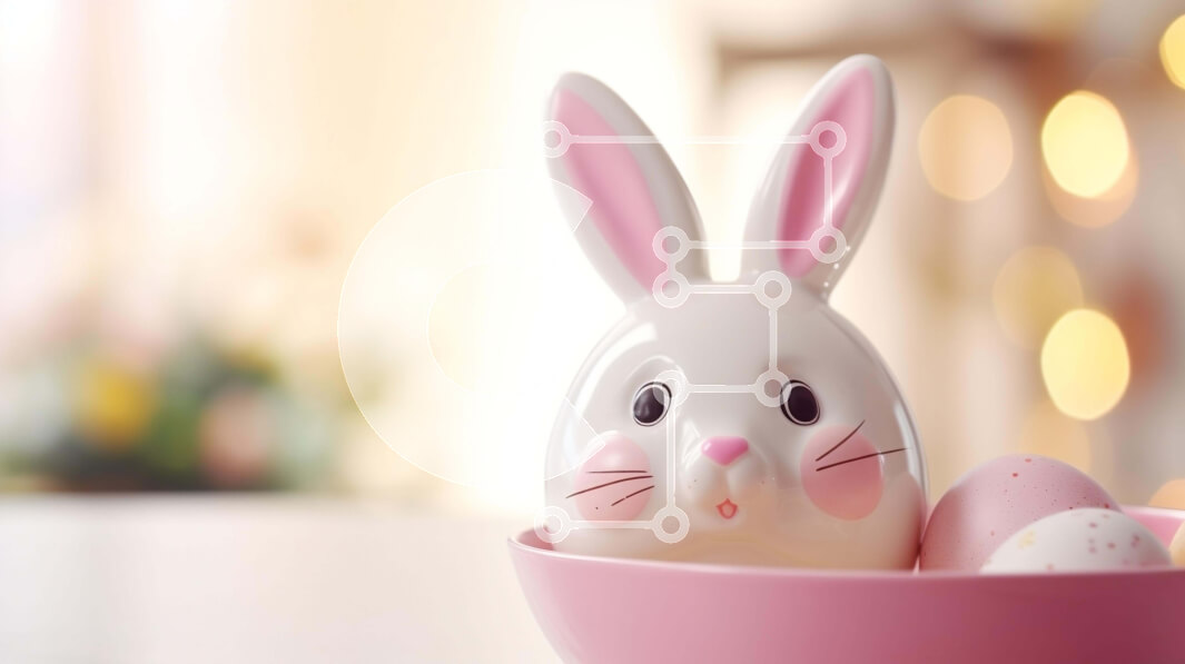 Intra Συλλεκτικό Ξύλινο Παζλ Plywood  4mm - Πασχαλινά αυγά σε ροζ μπολ με ειδώλιο λαγουδάκι Σε Ξύλινο Κουτί - Διαστάσεις: 10x10 cm – 25 κομμάτια