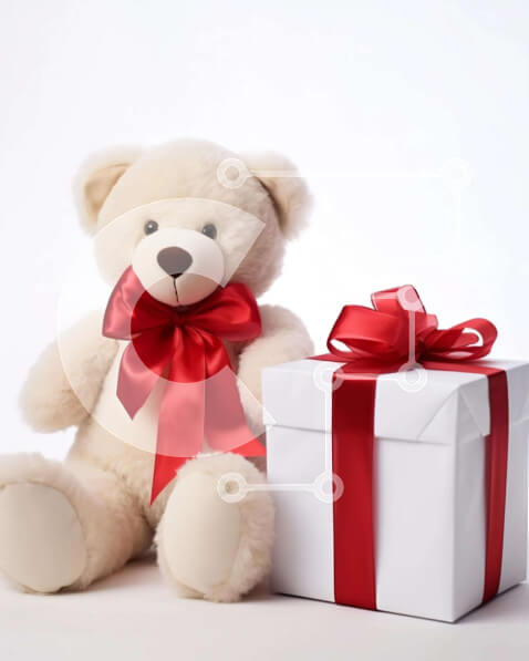 Intra Συλλεκτικό Ξύλινο Παζλ Plywood  4mm - Αρκουδάκι με ανοιχτό κουτί δώρου και κόκκινη κορδέλα Σε Ξύλινο Κουτί - Διαστάσεις: 10x10 cm – 25 κομμάτια