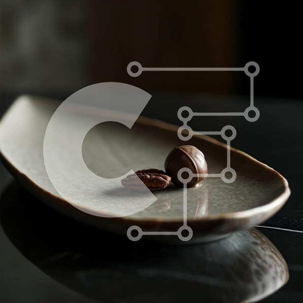 Σετ των 2 Intra Συλλεκτικό Ξύλινο Παζλ Plywood  4mm - Πιάτο με δύο σοκολάτες και πεκάν Σε Ξύλινο Κουτί - Διαστάσεις: 10x10 cm – 25 κομμάτια