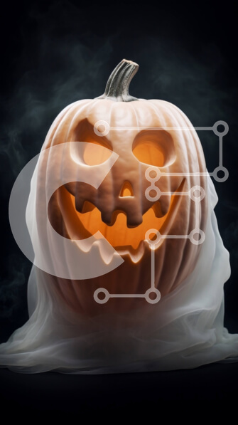 Intra Συλλεκτικό Ξύλινο Παζλ Plywood  4mm - Χαμογελαστή κολοκύθα καλυμμένη με καπνό για το Halloween Σε Ξύλινο Κουτί - Διαστάσεις: 10x10 cm – 25 κομμάτια