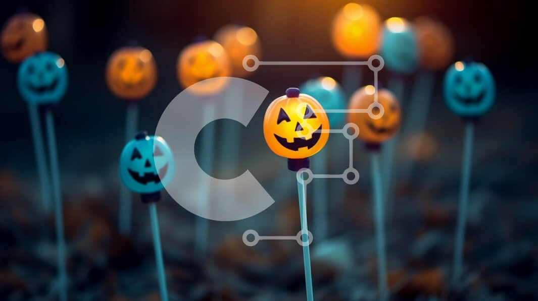 Intra Συλλεκτικό Ξύλινο Παζλ Plywood  4mm - Πολύχρωμες κολοκύθες σε ραβδιά στη σκηνή του φθινοπώρου Σε Ξύλινο Κουτί - Διαστάσεις Puzzle: 10x10 cm – 25 κομμάτια