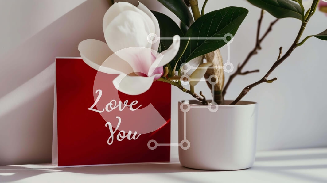 Intra Συλλεκτικό Ξύλινο Παζλ Plywood  4mm - Κόκκινη κάρτα «Love You» και λευκό λουλούδι Σε Ξύλινο Κουτί - Διαστάσεις: 10x10 cm – 25 κομμάτια